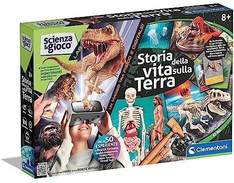 Clementoni Scienza e Gioco Lab Storia della Vita sulla Terra Laboratorio Scientifico Bambini 8 Anni, Esperimenti di Scienza, App Dedicata, Attività con Realtà Aumentata, Made in Italy