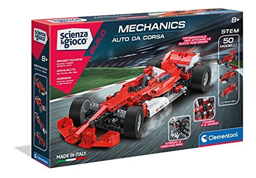 Clementoni Scienza e Gioco Laboratorio di Meccanica Auto da corsa, 8 anni +, 350 componenti in plastica, manuale