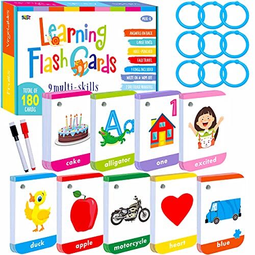 SpriteGru 180 flashcard per l'apprendimento dei bambini, strumento educativo per bambini in età prescolare 11,4 x 7,6 cm