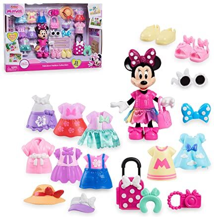 Disney Minnie, Cofanetto Fashion, 25 pezzi, di cui 1 statuetta Minnie snodata 15 cm, abiti e accessori, giocattolo per bambini dai 3 anni, GIOCHI PREZIOSI,