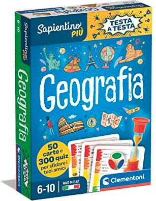 Clementoni - Sapientino Testa Gioco Educativo 6 Anni, Quiz, Flashcards Geografia-Made in Italy, Colore Italiano, YS/m,