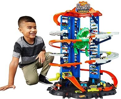 Hot Wheels City Robo T-Rex Ultimate Garage modalità multigiocatore a più Livelli per riporre Auto in Scala 100 Plus 1 64, Idea Regalo per Bambini dai 5 Anni in su,