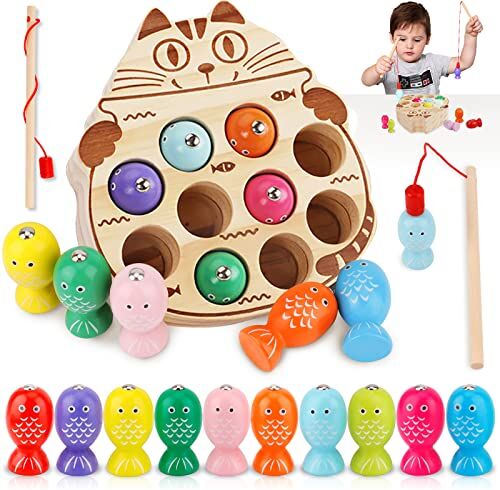 NCKIHRKK Giochi Bambini di 2 3 Anni, Pesca Pesciolini Gioco Magnetico, Giochi Montessori mit 10 Pesci e Due Canne da Pesca, Giocattoli Bambino 2 Anni, Regalo Bambino per 2 3 4 5 Anni