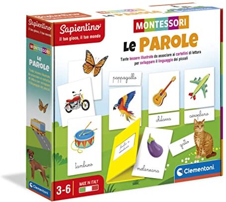 Clementoni Sapientino Montessori Le Parole Gioco Montessori 3 Anni, Gioco Educativo Per Imparare A Leggere, Sviluppo Linguaggio Con Metodo Nomenclatura Made In Italy