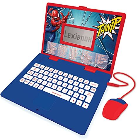 Lexibook Spider-Man-Educational e Bilingue, Giocattolo Spagnolo/Inglese per Bambini (Ragazzi e Ragazze) 124 attività, Rosso/Blu, 61 x 45 x 9 cm