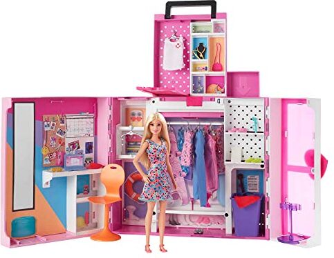 Barbie - Armadio dei Sogni Playset con bambola bionda, largo più di 60cm, 30+outfit e accessori, Giocattolo per Bambini 3+Anni,