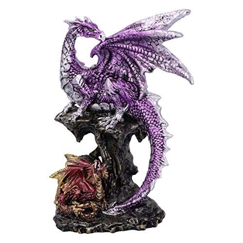 Nemesis Now Hatchling Protection Dragon And Dragonling Statuetta dei Genitori, Viola, 15,2 cm