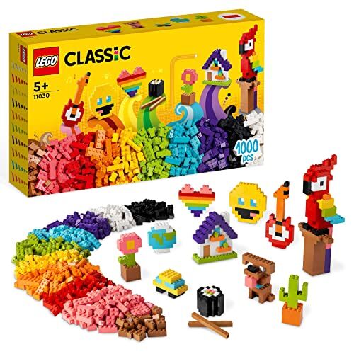 Lego Classic Tanti Tanti Mattoncini, Set di Costruzioni con Emoji Sorridente, Pappagallo, Fiori Giocattolo e Altro, Regalo Creativo di Compleanno, Giochi per Bambini e Bambine da 5 Anni in su