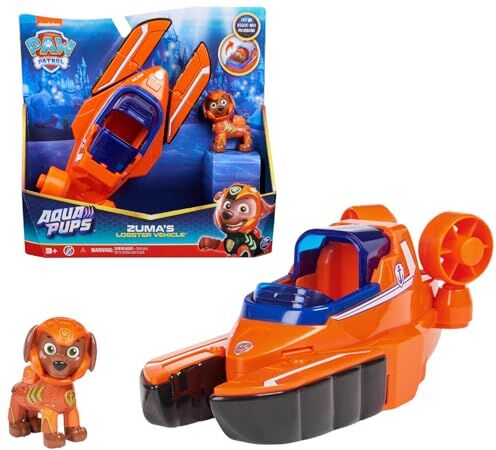 Paw Patrol , Veicolo Trasformabile Aqua Pups di Zuma per Avventure Marine, Personaggio di Zuma incluso, Giochi per Bambini e Bambine, 3+ anni