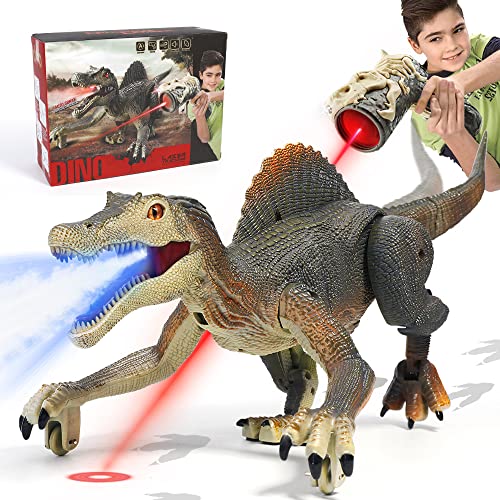 FRUSE Dinosauri Giocattolo Telecomandato,Giocattoli di Dinosauro Spinosaurus Realistici con Tracciamento Luce,Spray,Dinosauro Giocattolo per Ragazzi Ragazze Bambini Età 3 4 5 6 7 8