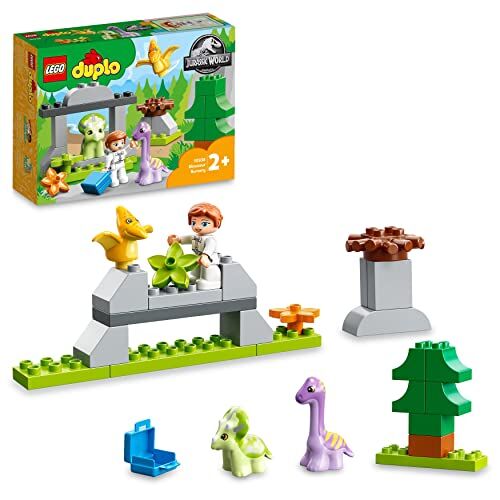 Lego DUPLO Jurassic World l’Asilo Nido dei Dinosauri, Set con Mattoncini Grandi, 3 Animali Giocattolo, Fiori e Piante da Costruire, Giochi per Bambini e Bambine da 2 anni in su 10938