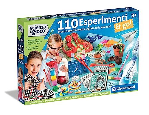 Clementoni Lab-110 Gioco Scientifico 8 Anni, Laboratorio di Scienze, Bambini di Chimica, Fisica, Botanica, Made in Italy, Colore 111 Esperimenti & Go Nuovo, Medium,