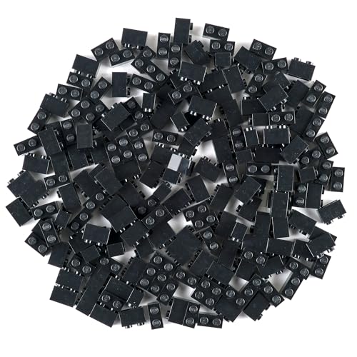 Strictly Briks Classic Briks Set di mattoncini da costruzione, compatibile al 100% con tutte le principali marche di mattoncini piolini 1 x 2 colore nero set da 192 pezzi