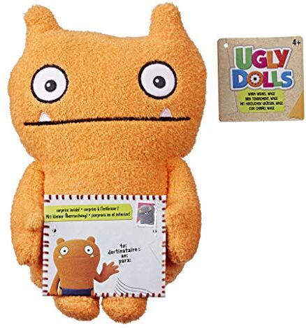 Hasbro , E4554EP2 Pretty Ugly Doll UglyDolls-Bambola di Peluche con Scritta Wag, Circa 22 cm, Colore, Nero, Ciano, Magenta, Giallo, Rendement Standard