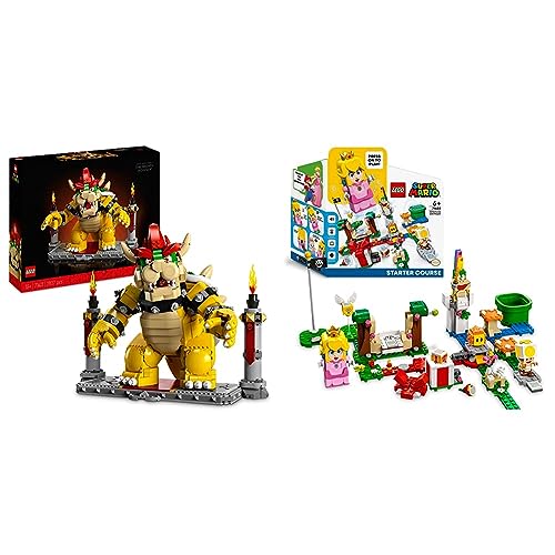 Lego 71411 Super Mario Il Potente Bowser, Kit di Costruzioni per Adulti, Idee Regalo, Personaggio Snodabile 3D da Collezione con Base da Battaglia & 71403 Super Mario Starter Pack Avventure di Peach