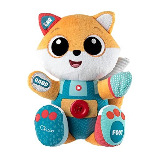 Chicco ABC Foxy, Peluche Neonati, Cucciolo di Volpe 3-in-1, Giocattolo Evolutivo Ispirato al Metodo Montessori, con 4 Pulsanti Interattivi, Giochi Bambini 6 Mesi 4 Anni