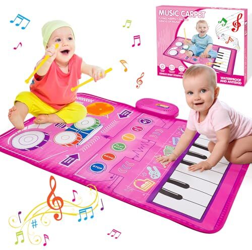 HappyGoLucky Giochi Bambina 1 2 3 4 Anni, Tappeto Musicale Regalo Bimba 1-4 Anni Giochi Bimba 1 2 3 Anni Regali Bambini 1 Anno Gioco Bambino 1 Anno 2 3 Anni Regali Natale Bambini 2023