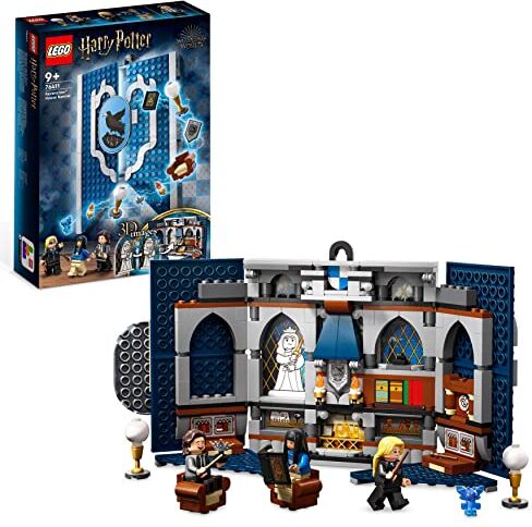 Lego Harry Potter Stendardo della Casa Corvonero da Parete, Sala Comune del Castello di Hogwarts con Luna Lovegood, Giochi da Viaggio da Collezione