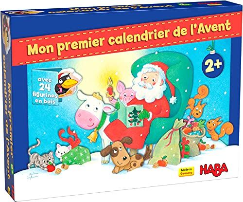 HABA Primo Calendario dell'Avvento Figurine in Legno-Natale in Fattoria-2 Anni e Più,  versione francese