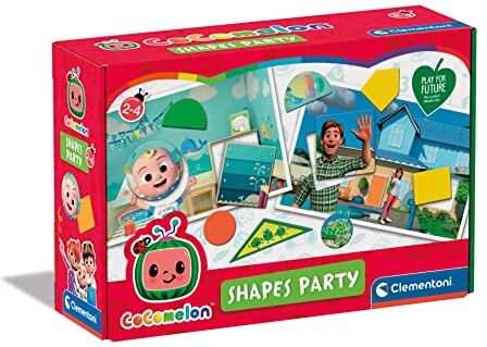 Clementoni Cocomelon Shapes Party Gioco educativo per Imparare Forme Geometriche e Colori, flashcard, Gioco Cocomelon Bambini 2-4 Anni, Ecologico Materiali riciclati, Made in Italy