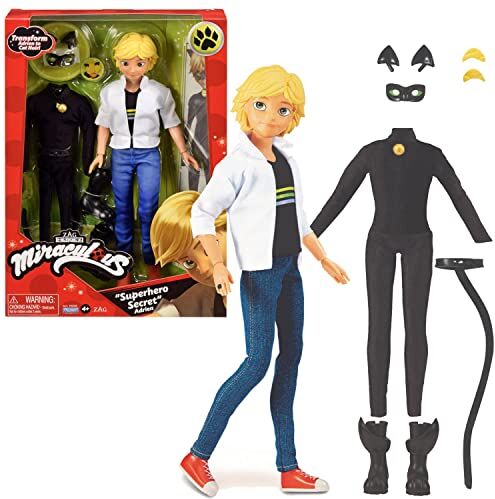 Bandai bambola Miraculous Adrien e i suoi 2 abiti 26 cm