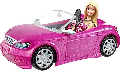 Barbie Macchina Cabrio Rosa, Bambola Inclusa, con Dettagli Realistici, Giocattolo per Bambini 3 + Anni,