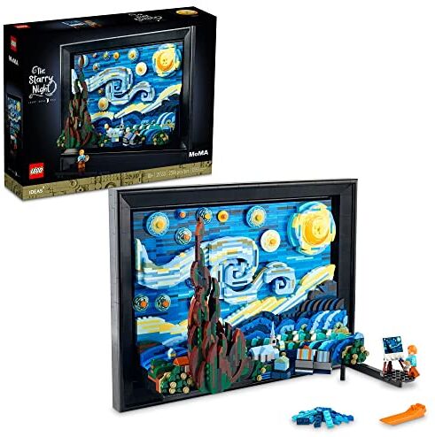 Lego Ideas Vincent Van Gogh La notte stellata 21333, decorazione da parete in 3D con minifigure artistiche, set creativo per adulti