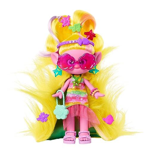 Mattel Trolls 3 Tutti Insieme Viva Magiche Acconciature, bambola con capelli trasformabili da decorare e 10+ accessori inclusi, look ispirato al film, giocattolo per bambini, 3+ anni,