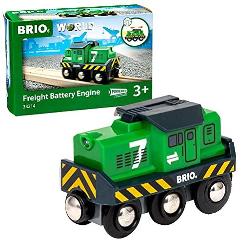 Brio World Locomotiva per Treno Merci a Batterie,  Treni-Vagoni-Veicoli, Età Raccomandata 3+