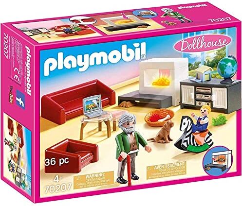 Playmobil Dollhouse , Soggiorno con camino, Con effetti luminosi, Dai 4 anni