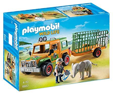 Playmobil Wild Life  Jeep dei Rangers con Gabbia di Trasporto, dai 4 Anni, Blu