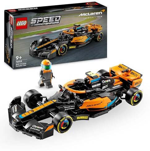 Lego Speed Champions Monoposto da Corsa McLaren Formula 1 2023, Macchina Giocattolo F1 per Bambini e Bambine da 9 Anni, Modellino di Auto da Costruire con Minifigure del Pilota, Idea Regalo