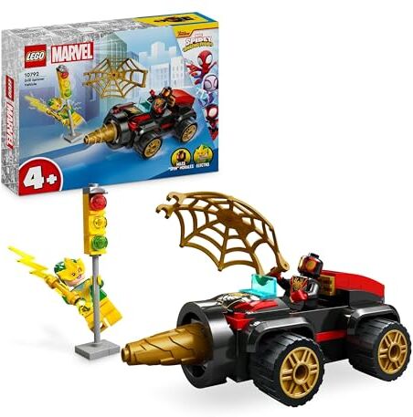 Lego Spidey e i Suoi Fantastici Amici Veicolo Trivella di Spider-man, Gioco per Bambini da 4 Anni, Macchina Giocattolo, Modelli di Auto da Costruire con Starter Brick e 2 Minifigure di Supereroi