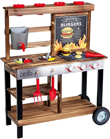 Klein Cucina Estiva BBQ Country Cucina in Legno con Zona per Barbecue e Piante con Accessori FSC(TM)- Certificato Legno (FSC(TM) C188230) Giocattolo per Bambini dai 3 Anni