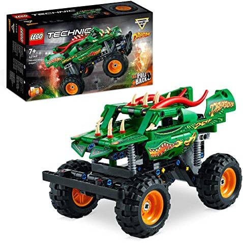 Lego Technic Monster Jam Dragon, Set Monster Truck 2 in 1 con Pull-Back, Auto Offroad e Macchina Giocattolo Buggy, Giochi per Bambini e Bambine