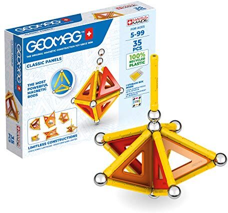 Geomag Classic Panels 35 Pieces Magnetic Construction for Children Green Collection- 100 Percent Recycled Plastic Educational Toys