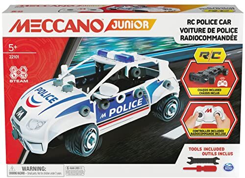 MECCANO Junior, Radiocomando della Polizia, Costruzioni per Bambini, 73 Pezzi in plastica, Giocattoli per Bambini dai 5 Anni in su