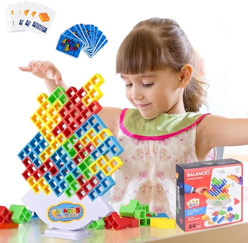 RZMZBY Tetra Tower, Tetris Tower Balance Blocks, Giochi da tavolo, Tetris Tower Stack Attack Game Tetra Tower Adulti, Giocattoli Montessori Educativi Creativi Regalo per Ragazzi Ragazze 3+ Anni (64)