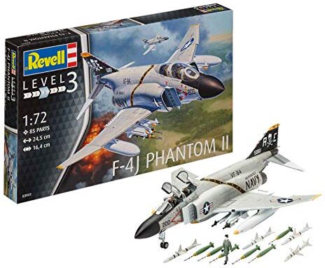 Revell Modellino aereo 1:72 – F-4J Phantom II in scala 1:72, livello 3, riproduzione fedele con molti dettagli, da 10 a 99 anni, 03941