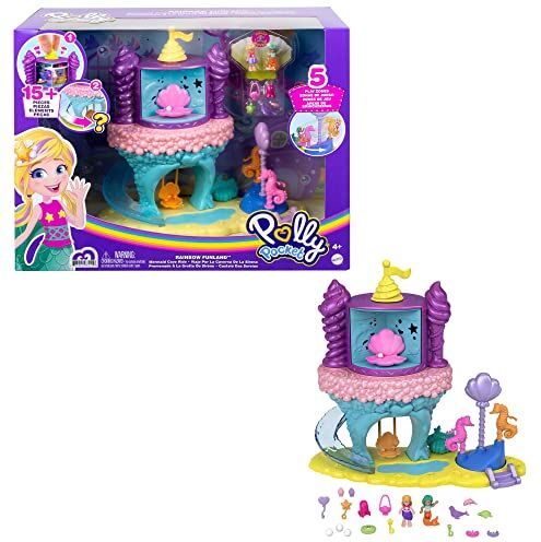 Polly Pocket - Playset Giostra del Lunapark Baia delle Sirene a Tema Sottomarico con Micro Bambole Polly, Sirenetta e Accessori, Giocattolo per Bambini 4+Anni,