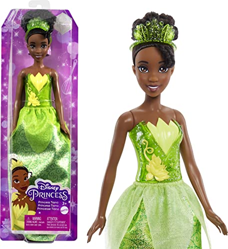 Mattel Disney Princess Tiana bambola vestita alla moda con capi e accessori scintillanti ispirati al film, giocattolo per bambini, 3+ Anni,