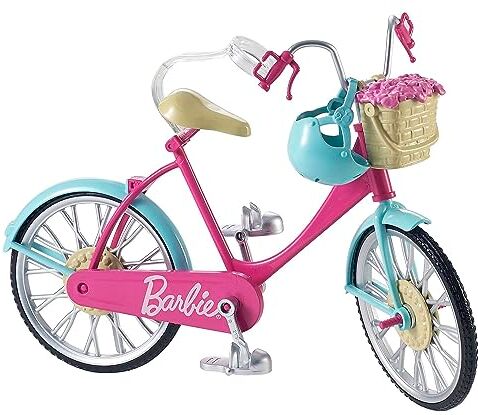 Barbie Bicicletta per Bambole con Casco e Accessori, Multicolore, Giocattolo per Bambini 3 + Anni,