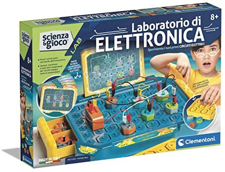 Clementoni Gioco Lab, Circuito elettronico per Bambini, Kit esperimenti Scienza, Laboratorio scientifico 8 Anni, Manuale in Italiano, Multicolore,