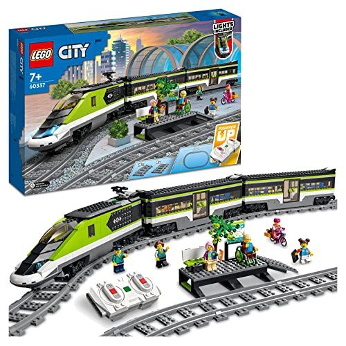 Lego City Treno Passeggeri Espresso, Locomotiva Giocattolo Telecomandata con Luci Dimmerabili, Banchina, 6 Minifigure e Binari, Giochi per Bambini, Bambine, Ragazzi e Ragazze, Idee Regalo