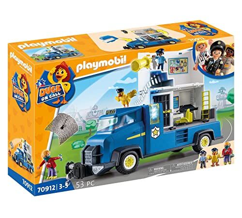 Playmobil Duck ON Call  Furgone della Polizia, con luci e Suoni, Giocattoli per Bambini dai 3 Anni