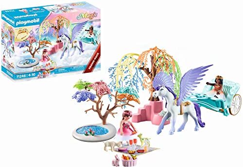 Playmobil Magic  Picnic con carrozza e Pegaso, con diadema, giocattolo per bambini dai 4 anni in su