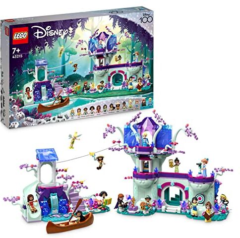 Lego Disney La Casa sull'Albero Incantata con 13 Mini Bamboline come la Principessa Jasmine, Elsa e Anna, Regalo per Bambini e Bambine dai 7 Anni, Gioco da Costruire su 2 livelli, Set Disney 100