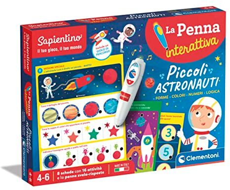 Clementoni - Sapientino-I Piccoli Astronauti Quiz, Schede attività e Penna Interattiva Parlante, Gioco Educativo 4 Anni-Made in Italy, Colore Italiano,