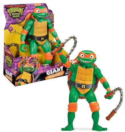 Giochi Preziosi Michelangelo Tartarughe Ninja Caos Mutante, Michelangelo Gigante in versione Action Figure Articolata da 30 cm, Personaggio con Armi da Combattimento, Per Bambini dai 4 anni