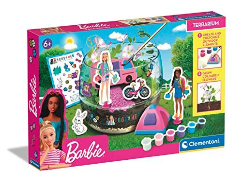 Clementoni Science & Play-Barbie Terrarium-Gioco Scientifico 6 Anni (Italiano, Inglese, Francese, Tedesco, Olandese E Polacco), Made in Italy, Multicolore,